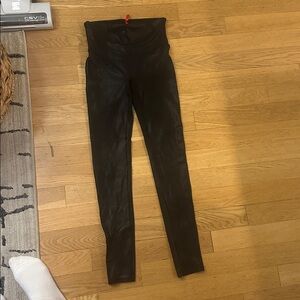 SPANX Black Shaping Brushed Faux Leather Leggings